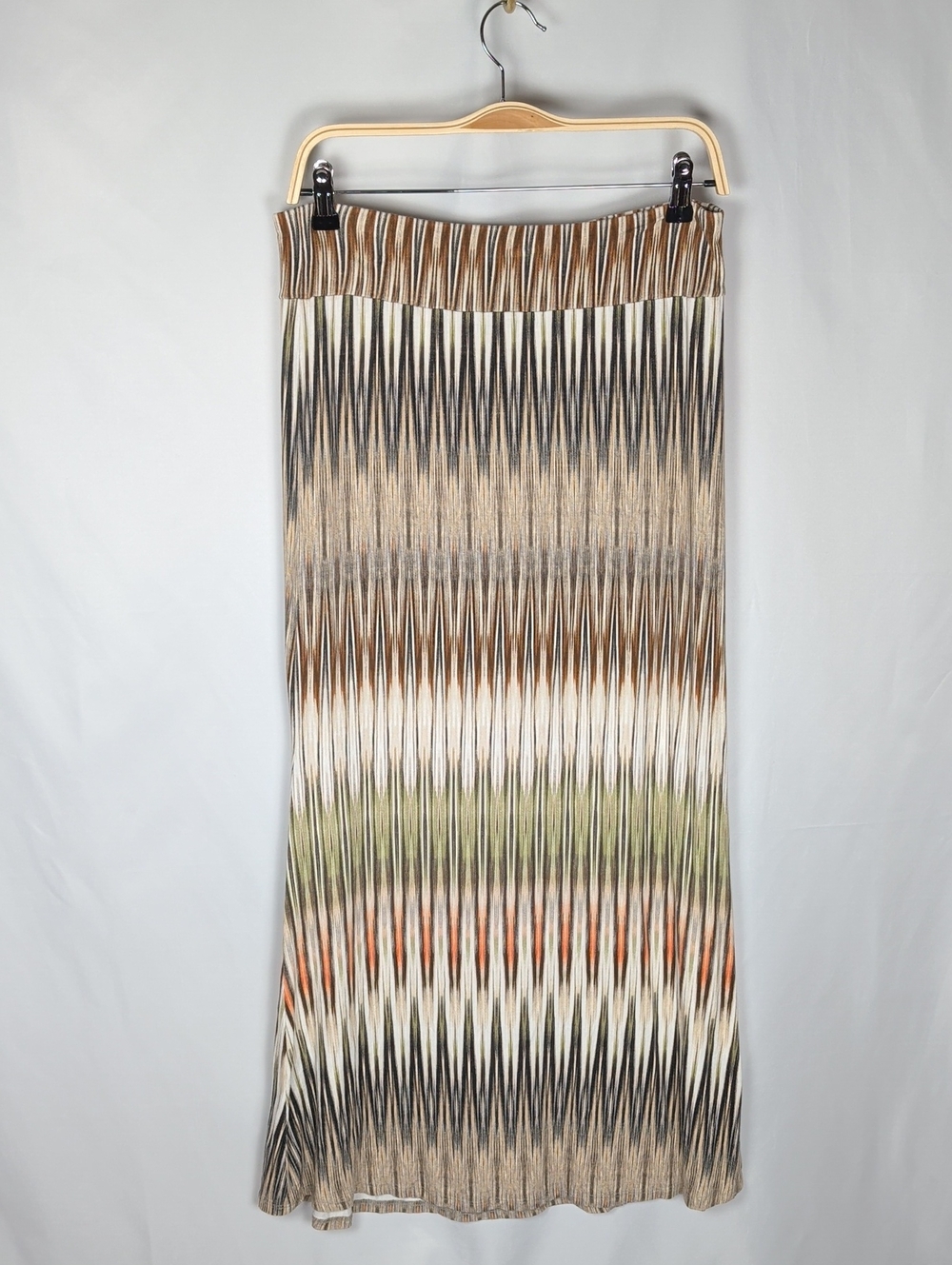 Karen Kane Chevron Ikat Print Maxi Skirt Size S Boho Abstract